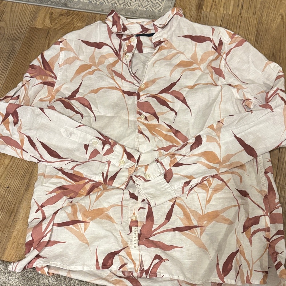 Perry Ellis Multicolor Leaf Print Shirt